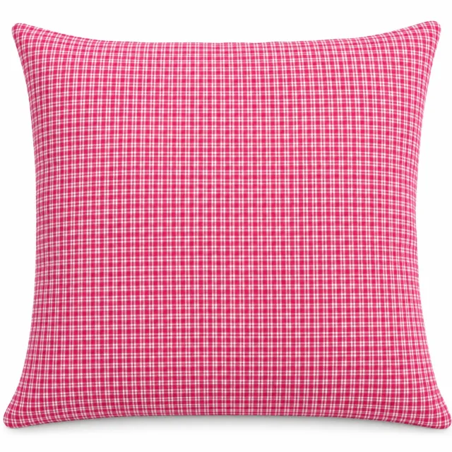 Unique Living 2 stuks - kussenhoes - sierkussenhoes - ecru - pink - beige achterkant - 45 x 45 cm - rits pink - roze - wit