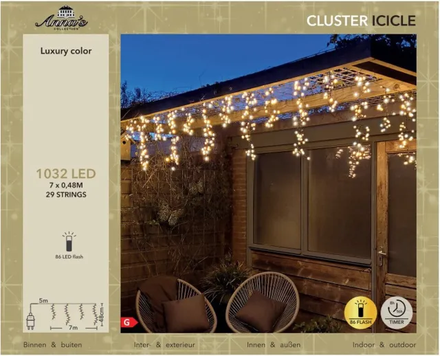 Anna's Collection Ijspegelverlichting - 1032 leds - warm wit - 700 cm - knipperfunctie