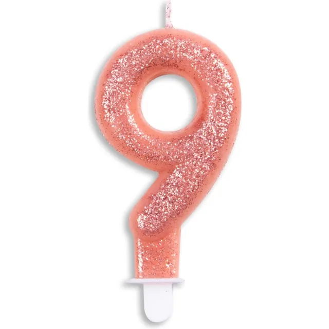 Wefiesta Cijferkaars 9: Rose - Verjaardagskaarsje - Zalmroze