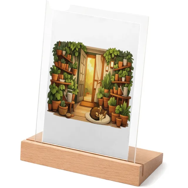 Mr Cadeautjes Glasframe met vaste tekst - design Een serene nachttuin in een serre met maanlicht en zachte mi | cadeau Wit