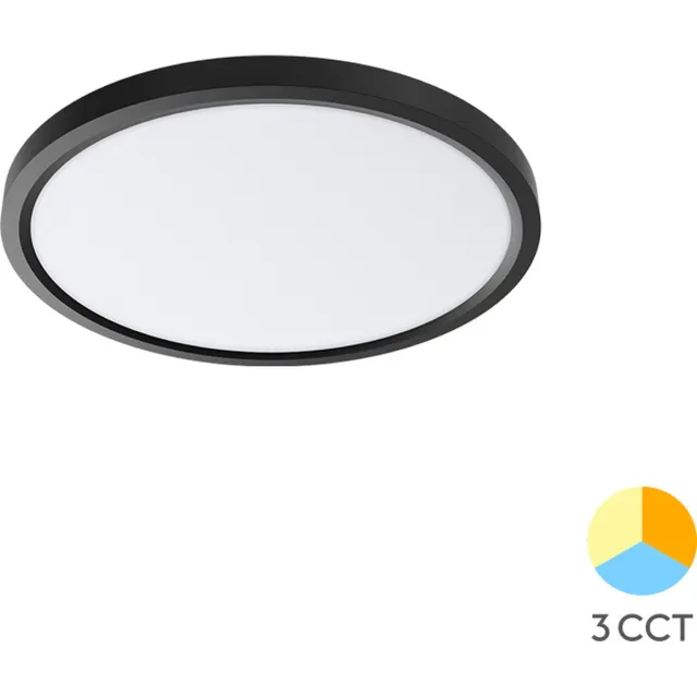 BRAYTRON JADE - LED Plafondlamp - Keuken / Woonkamer Ø23 - 20W - CCT Aanpasbare kleuren 3000K- 4000K-6000K - Mat Zwart - Opbouw - Rond - IP20