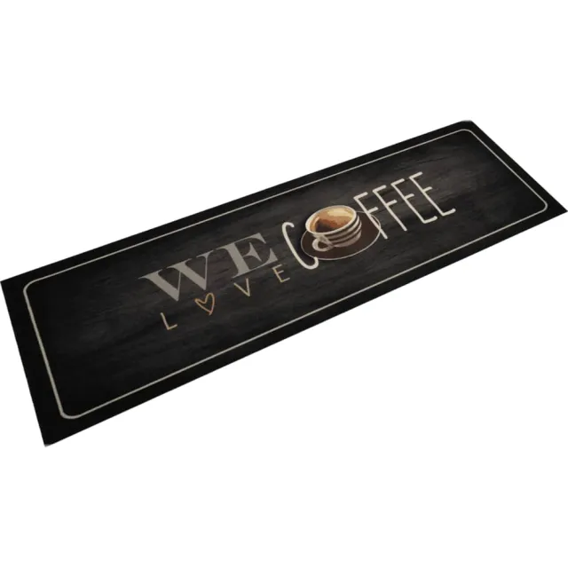 vidaXL Keukenmat wasbaar koffietekst 45x150 cm fluweel zwart