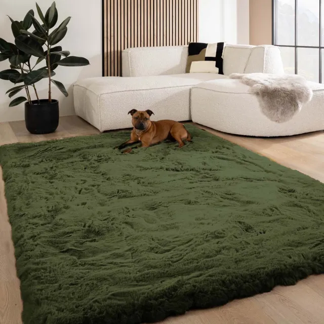 Tapeso Fluffy vloerkleed - Comfy Deluxe olijfgroen 230x330