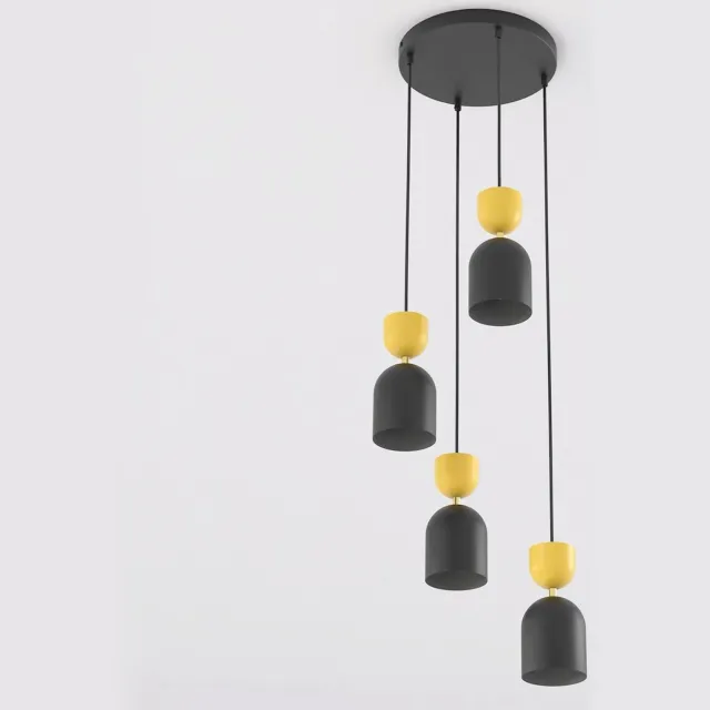 Emibig GAUDI 4PREM BLACK ORANGE - Moderne hanglamp voor elke ruimte Zwartachtig, Oranje