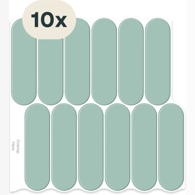 Solusia Zelfklevende Plaktegels Groen – 10 Luxe Plaktegels voor Wand – Waterdichte Wandpanelen voor Keuken, Badkamer en Toilet – 25,4 x 25,4 cm – Makkelijk aan te brengen - Tegeltjes Tegelstickers Ovaal
