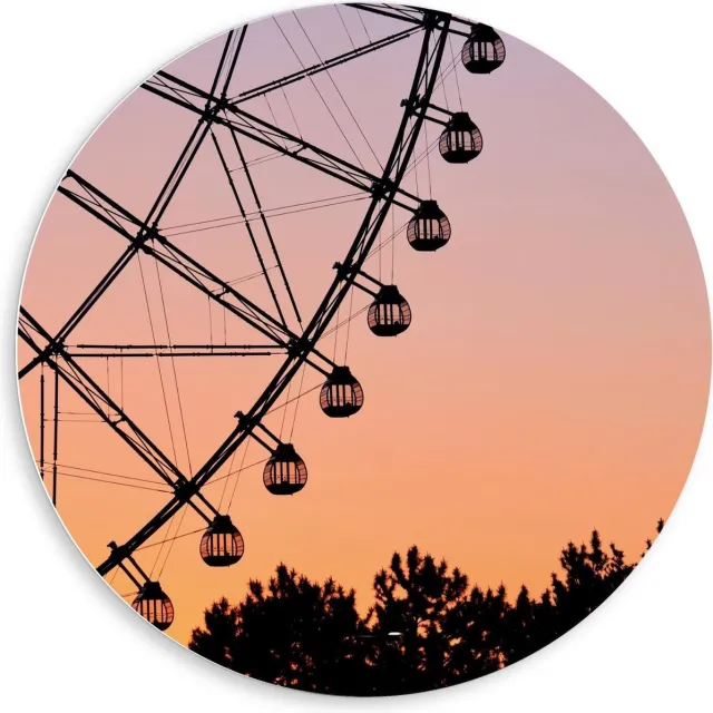 KuijsFotoprint Schilderij - Reuzenrad Met Mooie Lucht Achtergrond - Zwart En Roze - 80 X 80 Cm