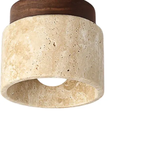 Calmáe Japandi Living - Plafondlamp - Plafonnière - Wabi Sabi - Marmer - Travertijn - Woonkamer, toilet, slaapkamer - Lamp - Donkerhout Donker bruin