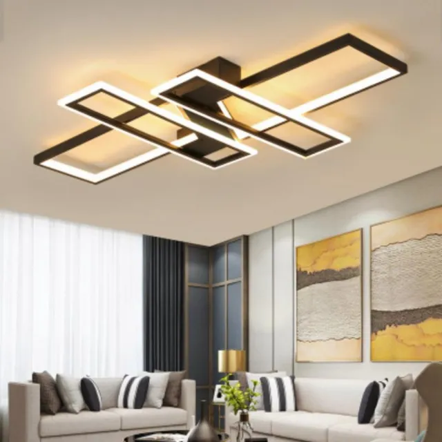 Haobosic Zwarte rechthoekige LED plafondlamp, 65W, neutraal licht, voor woonkamer, slaapkamer of keuken Black