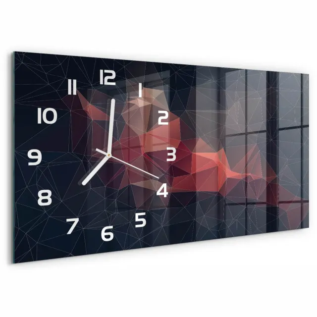 TULUP Wandklok - Abstracte achtergrond Glazen Wandklok Design - 60x30 cm - Roze Klok Glas Met Opdruk - Witte handen - Rechthoekige Klok - Wandklok Glas Met Motief - Decoratieve Glazen Klok