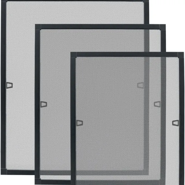 Aufun Vliegenhor voor Ramen Hor Zonder Boren of Schroeven met Aluminium Frame voor Slaapkamer Keuken(80x100cm, Antraciet)