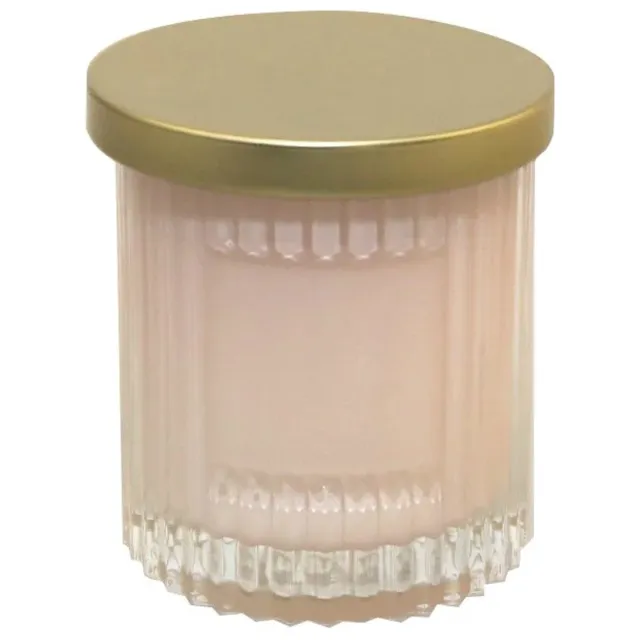 Aulica Roze kaars met gouden deksel - geurkaars - kokosparfum - 7,5x7.5x9cm - Roze/Goud Goud - Roze
