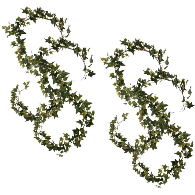 Mica Decorations Kunstplanten Hedera Slinger - 4x - 180 x 15 cm - groen - met grote bladeren - decoratief - bladgroen - klimop plant