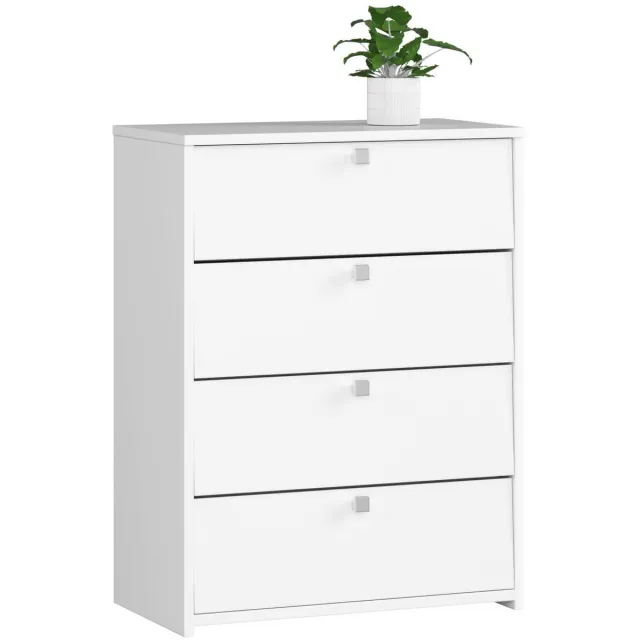 Akord Witte Schoenkast 4 Uitklapdeuren – Klassiek Design, 60 cm Brede Opslag voor 12 Paar Schoenen – Zelfmontage Laminaat Meubel met Mat Afwerking