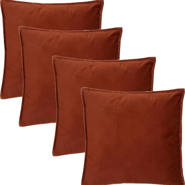 Atmosphera Bank/sierkussens Sophia - 4x stuks - 45 x 45 cm - polyester met rits Terracotta bruin