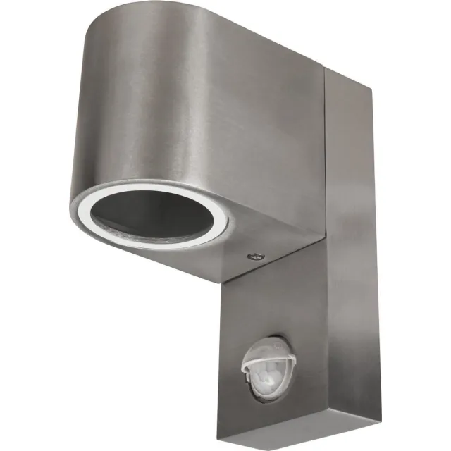 MC-Shine Buitenlamp met Bewegingssensor OVAL-E - Tuinverlichting - Buitenverlichting met IP44 - Muurlamp 1x GU10 - Wandlamp buiten - Geborsteld Aluminium