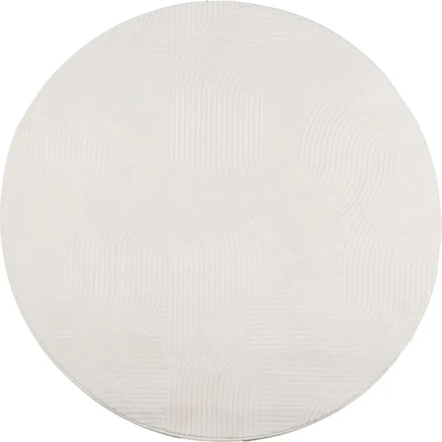 vidaXL Vloerkleed - IZA - laagpolig - Scandinavisch - Ø - 100 - cm - crèmekleurig
