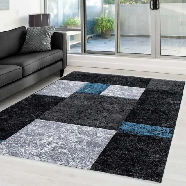 TapisTrend Designer tapijt Zwart-Grijs-Wit-Turquoise 120x170 cm Modern 3D- met contourgesneden design, Hawaii 1330