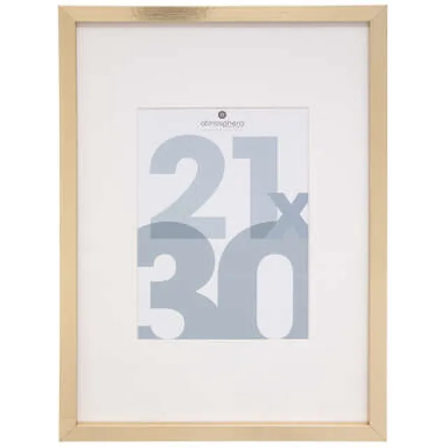 Atmosphera Fotolijstje Manu - met passe partout - voor een foto van 21 x 30 cm - goud - MDF/Glas - Klassieker Goudkleurig
