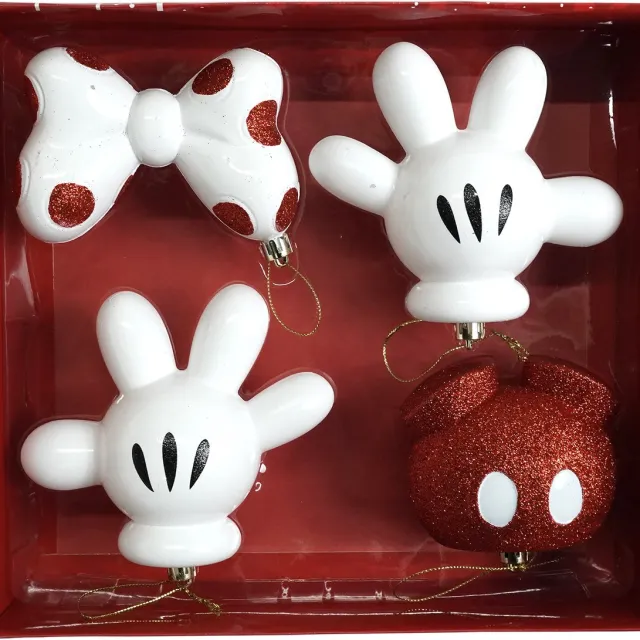 Disney © Mickey Mouse Icons Kerstballen - (Set van 4) Rood
