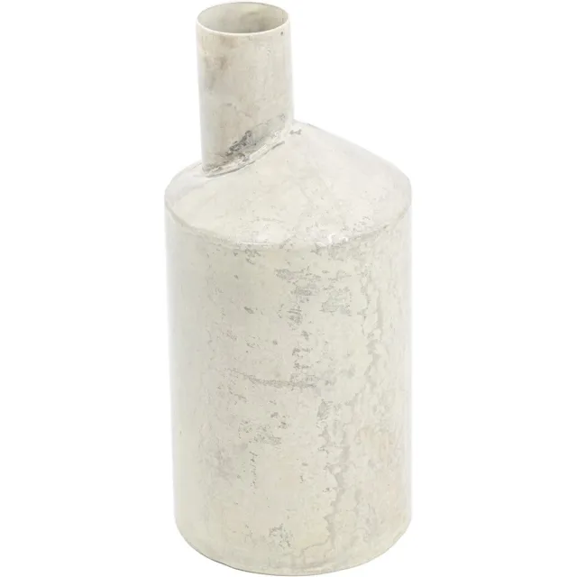 homebound by ky Vaas metaal white marble | 5x14x31,5cm | bloemenvaas wit