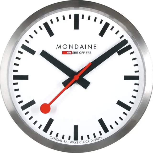Mondaine Wall Clock A995.CLOCK.16SBB Klok - Aluminium - Zilverkleurig - 400 mm