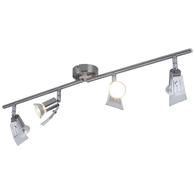 Globo Lighting Plafondlamp Woonkamerlamp Mat nikkel Satijnglas Spotlightstrip, hx GU10 Lengte 71 cm zilver