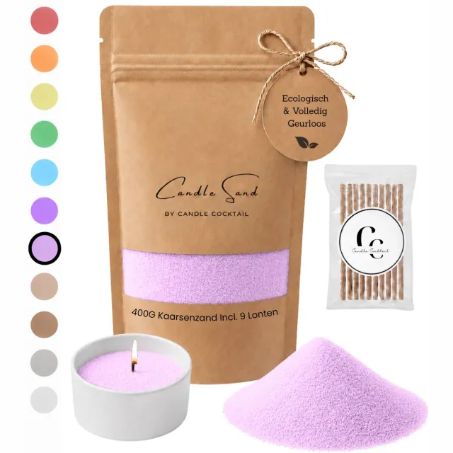 Candle Cocktail Kaarsenzand | Candle Cocktail | Bubblegum Pink | 400g Incl. 8 Lonten | Candle Sand | Kaarsparels | Zandkaarsen Roze