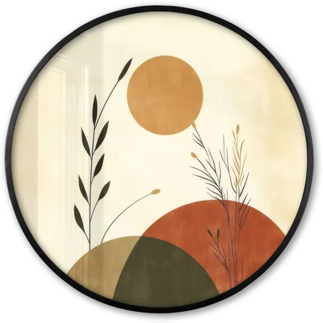 FrameYourWall Poster in lijst Rond - Fotolijst 80x80 cm - Posters - Planten - Abstract - Vormen - Ronde posterlijst zwart - Decoratie - Wanddecoratie woonkamer - Muurdecoratie slaapkamer Planten - Vormen - Abstract