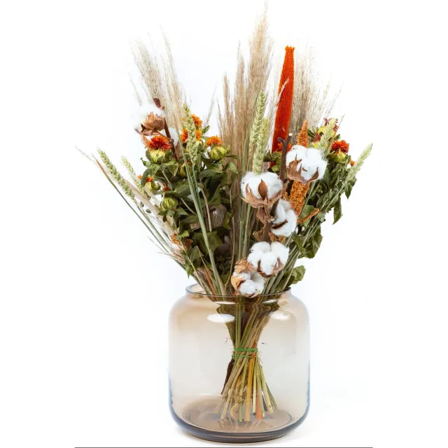 BloomKado Droogbloemen | Droogboeket Lieke | 50cm | Lang houdbaar | Excl. Vaas Oranje