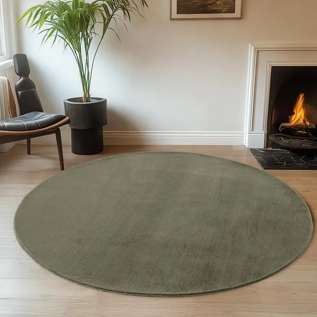 Dutch XXL Rond Wasbaar Vloerkleed | Tapijt | Joy | Uni | Groen | 120x120 cm