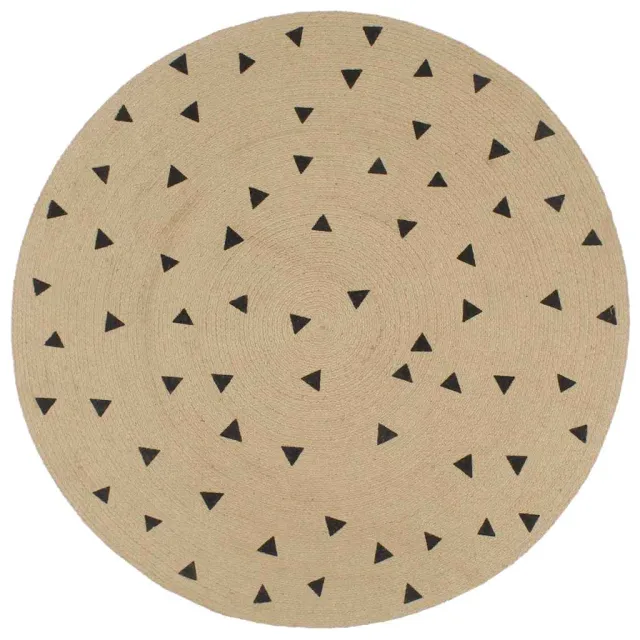 vidaXL Vloerkleed handgemaakt met driehoek print 120 cm jute Zwart