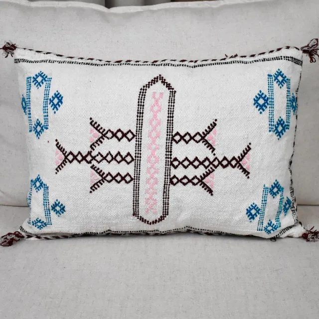 Poufs&Pillows Berber kussen - Handira stijl - Marokkaans kussen wit - 60x40 cm