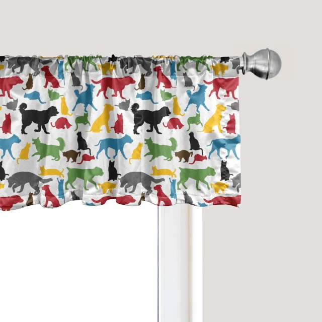 ABAKUHAUS Kattenraamvalletje, gordijnvalletje voor keuken en slaapkamer met tunnelzoom, 137 cm x 45 cm, meerkleurig Veelkleurig