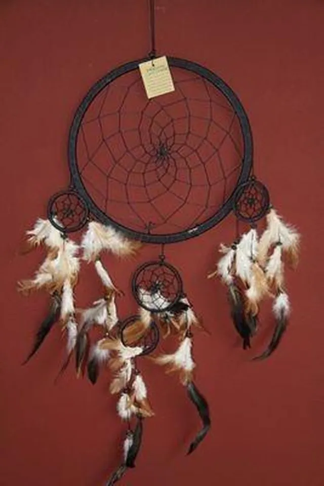 Zus & Zo Dromenvanger / Dreamcatcher Ø26cm met kleintjes - zwart