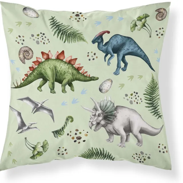 Dinosaurus Tractor Kussen Traktor sierkussen 40x40 incl vulling 30grms Trekker Kraan Groen