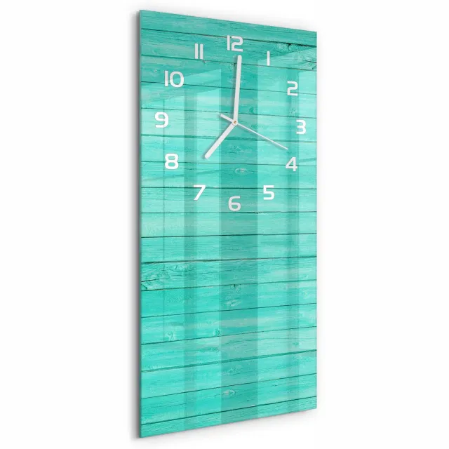 TULUP Wandklok - Groene borden Gekleurde Glazen Klok - 30x60 cm - Groente Glazen Klok Met Print - Witte handen - Rechthoekige Klok - Moderne Wandklok Glas - Wandklok Glas Decoratie