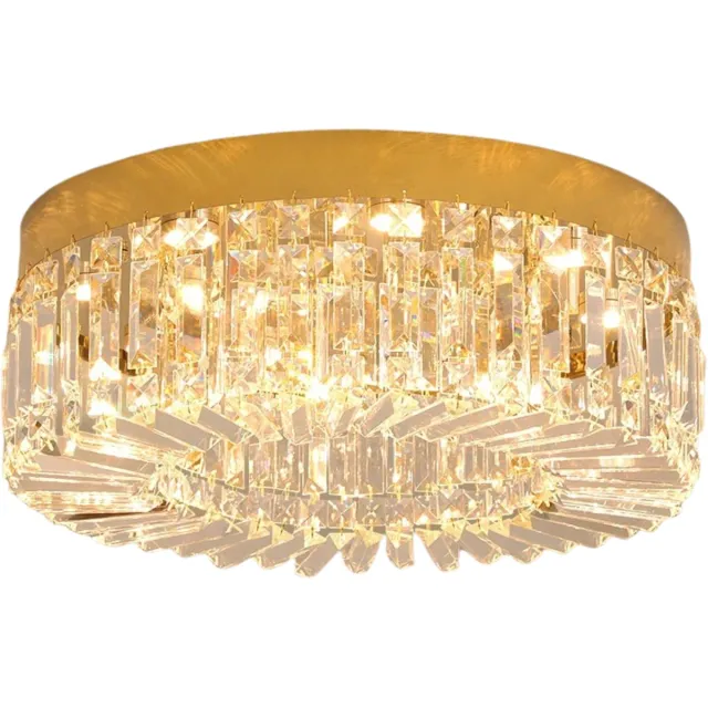 Stervia Plafondlamp - Kristallamp - Plafonnière - Kroonluchter - Met Gouden Rand - 3 Soorten Licht - Diameter 40 cm
