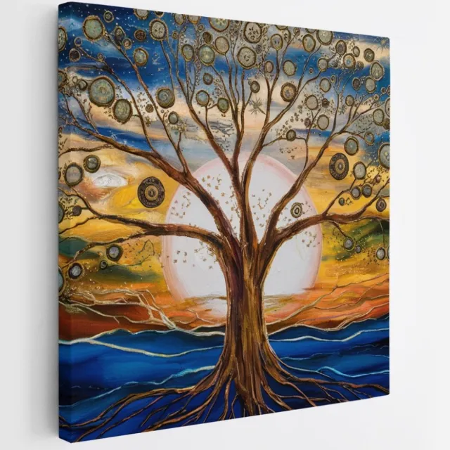 Saammp Canvas Schilderij - Spirutele boom - Abstract - 30x30 - Foto op canvas - Wanddecoratie - Muurdecoratie Woonkamer - Slaapkamer decoratie - Canvas Print Multicolor