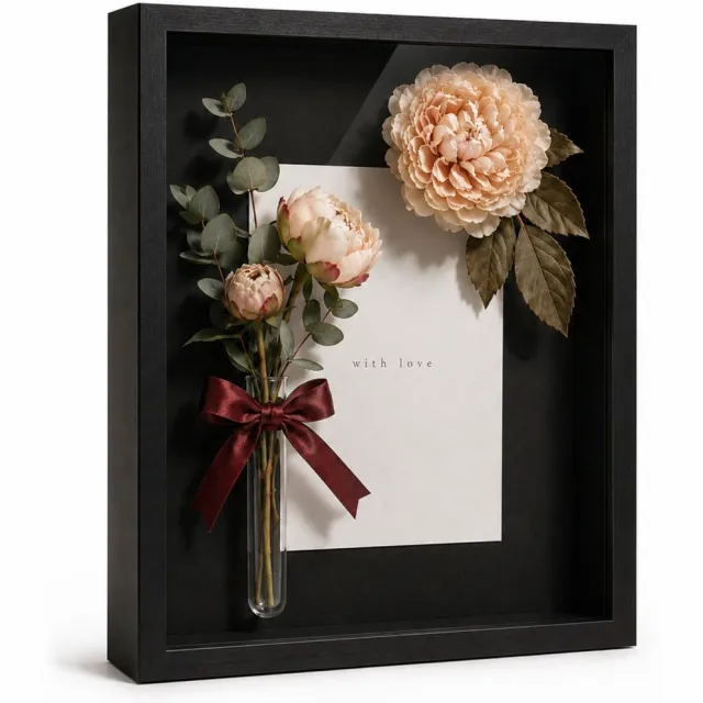 Acaza Wissellijst - 3D Fotolijst - Diepe Fotolijst - 40x50 cm - MDF Hout - Zwart - 3D Fotolijst voor Objecten - Box Frame