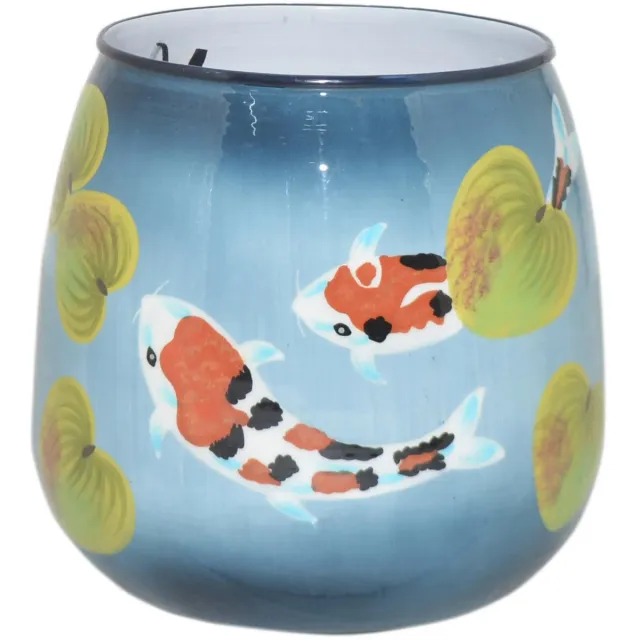 Colmore by Diga Vaas- vissen- blue enamel IR 21x21x19 cm blauw
