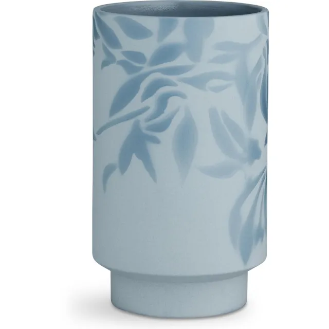 Kähler Design Kabell Vaas - Bloem motief - Hoogte 19 cm - Licht Blauw