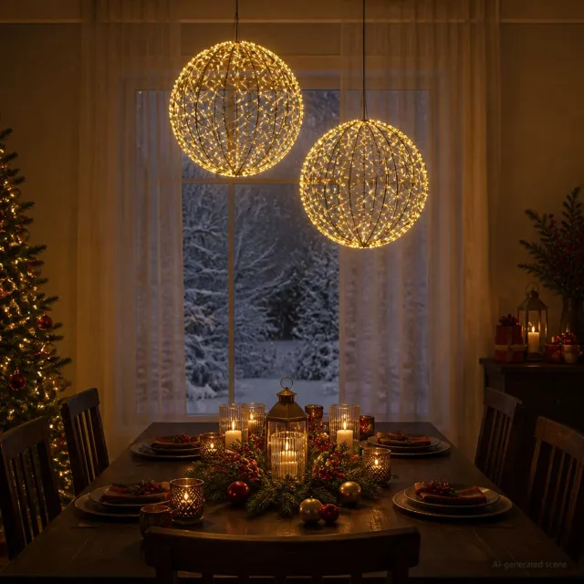 vidaXL Kerst Finial Licht 2 st 1500 LED's Warmwit Diameter 50 x 52 cm