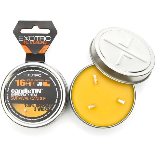 Exotac CandleTIN Large Hot Burn Bijenwax Geel
