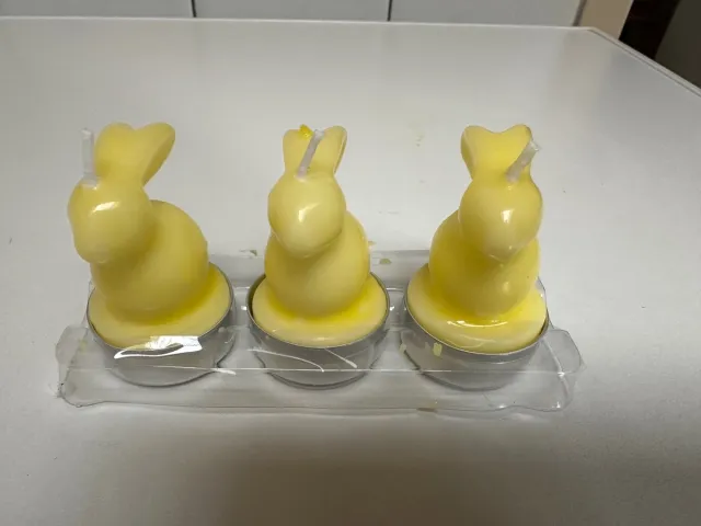 Hädicke Paas kaarsjes-geel - konijntjes - 3 stuks