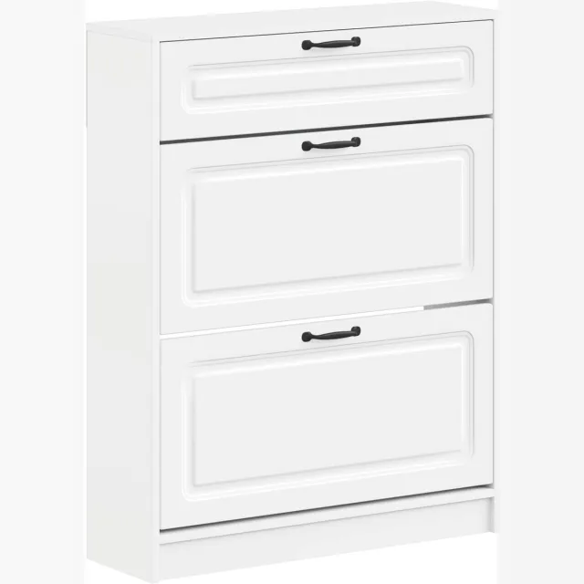 vidaXL Schoenenkast - UTRECHT - 78 - x - 24 - x - 100 - cm - Bewerkt - hout - Wit