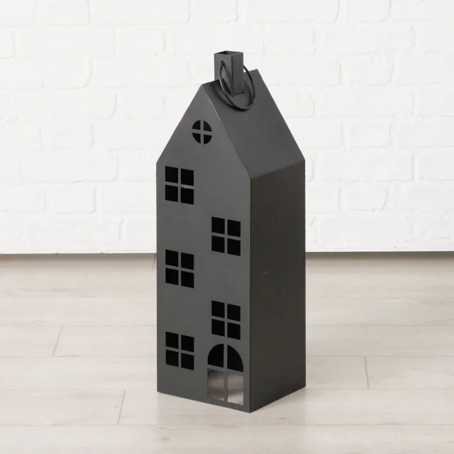 Boltze Home lantaarn ijzer alba huis 22x18x66cm zwart