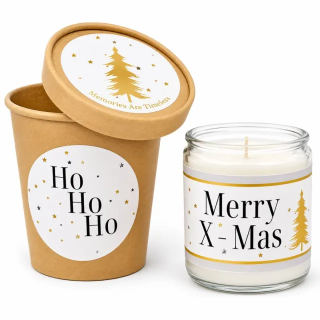 Memories Are Timeless Kerstcadeau met Kaars - Merry X-Mas - 50 Branduren - Wit Goud - Memories Are Timeless