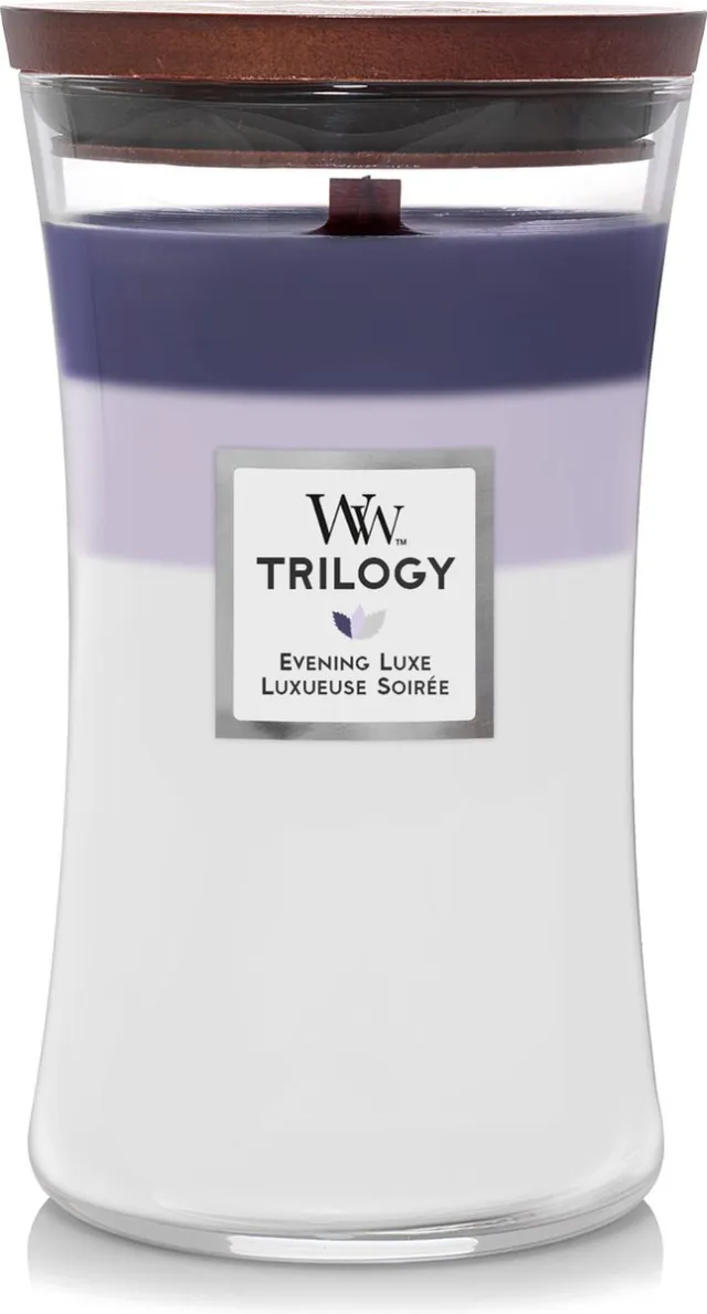 Woodwick Hourglass Trilogy Large Geurkaars - Evening Luxe - 130 branduren Meerkleurig