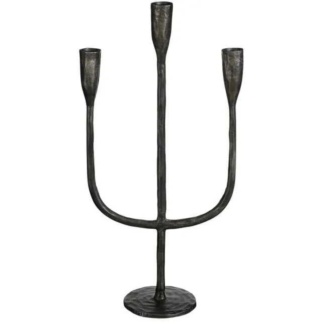 House of Seasons Stretto Kandelaar - L21 x B10 x H41 cm - Zwart Grijs
