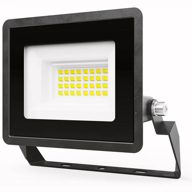 HOFTRONIC Stratos LED Schijnwerper 20 Watt - 1620 Lumen - 4000K Neutraal wit licht breedstraler - Floodlight zwart - 2 jaar garantie - Veiligheidslamp - 15 cm kabel - IP65 Waterdichte Buitenlamp
